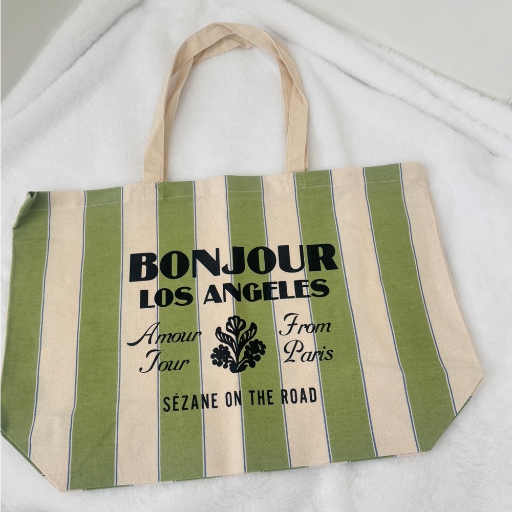 Sezane Paris Striped Canvas Tote Bag/ Los Angeles/ New
